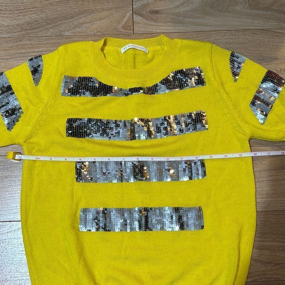 My wardrobe yellow and silver glitter striped top - Picture 4 of 6